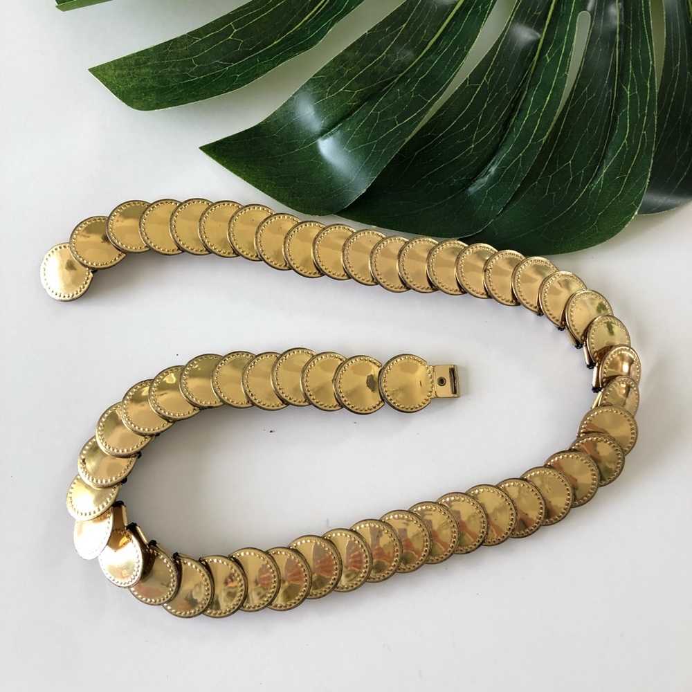 Vtg Gold Coin Medallion Belt